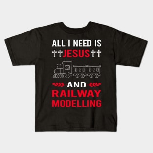 I Need Jesus And Railway Modelling Model Railroading Train Trains Kids T-Shirt